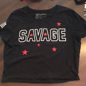 Savage barbell star crop TEE